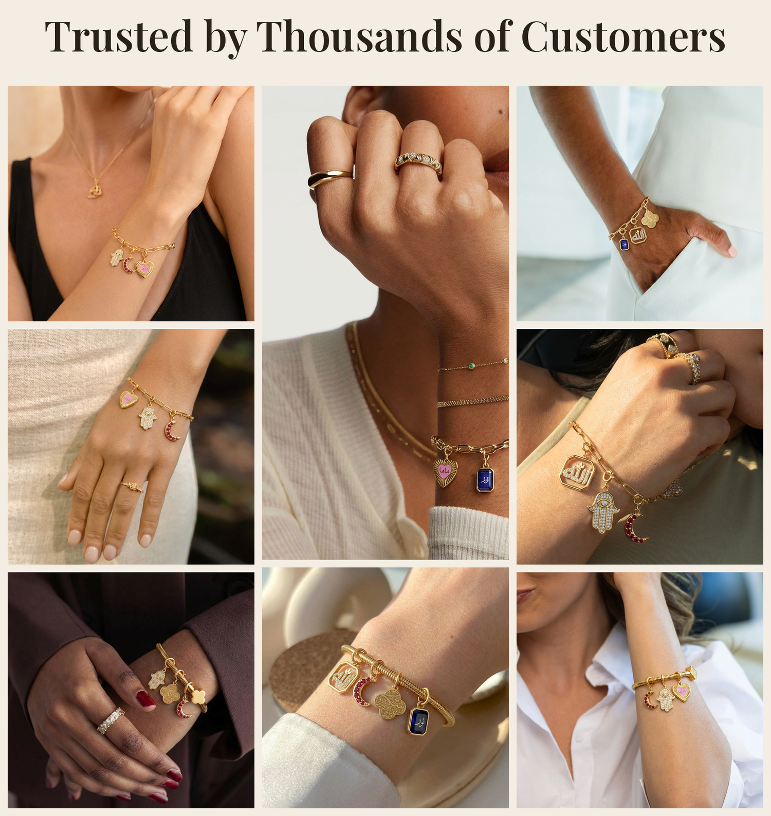Photos from 1,000+ Habiba customers wearing their charm bundles