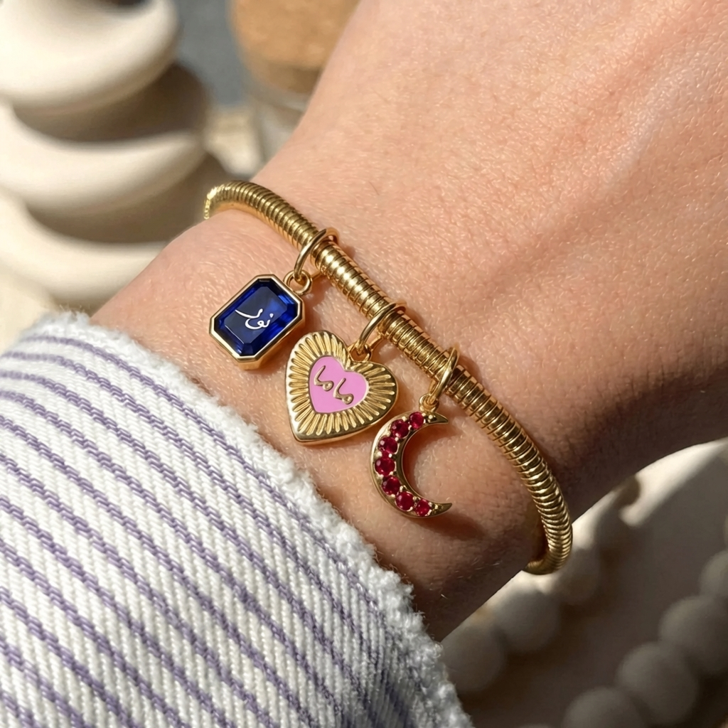 18K Gold Rope Charm Bracelet