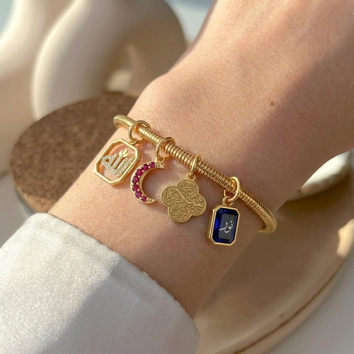 18K Gold Rope Charm Bracelet