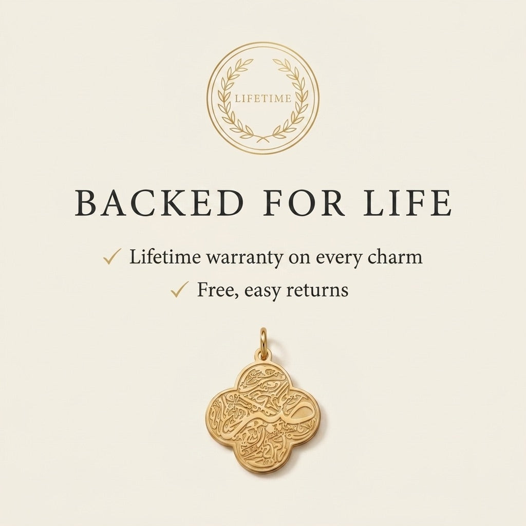 Backed for life — lifetime warranty on every charm and free returns